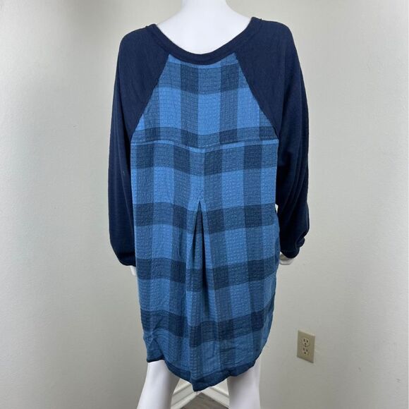 Pilcro Womens Size L Blue Plaid Cotton High Low Pullover NEW Tunic Sweatshirt - Picture 5 of 15